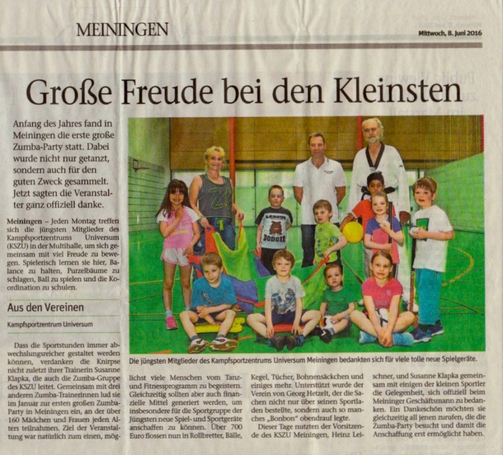 Große Freude bei den Kleinsten Meininger Tageblatt 08.06.2016