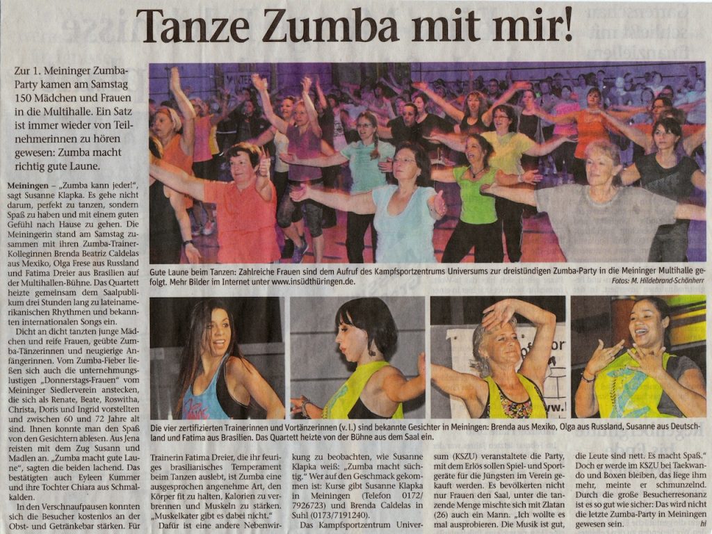 Tanze Zumba mit mir Party Wochenspiegel vom 18.01.2016