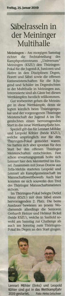 Presseartikel Fechten 25.01.2019